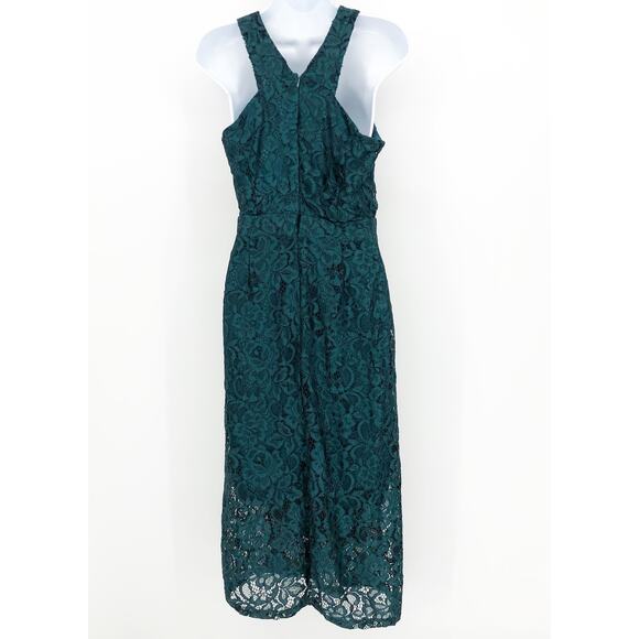 Sam Edelman Womens Lace Sheath Dress 6 Teal Green Midi Sleeveless NWT - Picture 7 of 13